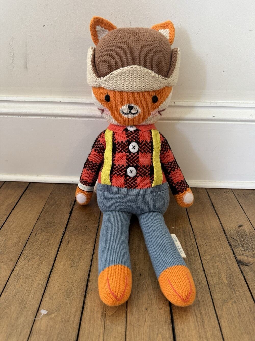 Cuddle + Kind Wyatt the Fox Lumberjack Woodland Knit Plush Doll Large 21”